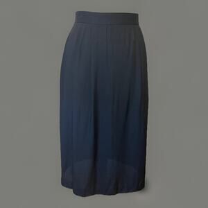 Made in USA Vintage Midi Skirt Womens 12 Sheer Black Acetate Nylon Career Casual